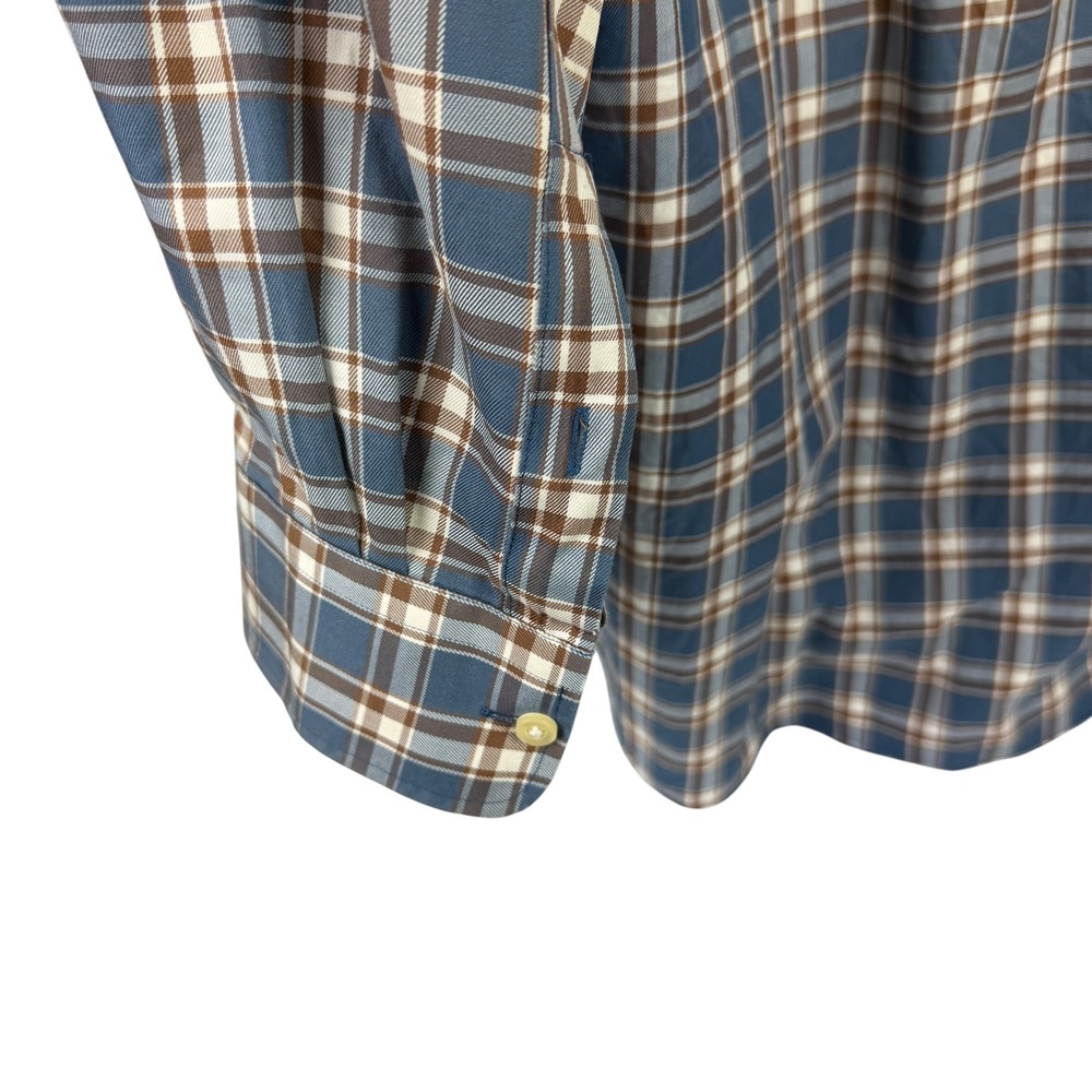 Kirkland Signature Men's XL Blue Brown Plaid Non-Iron Button-Down Shirt 997151 - Picture 4 of 8
